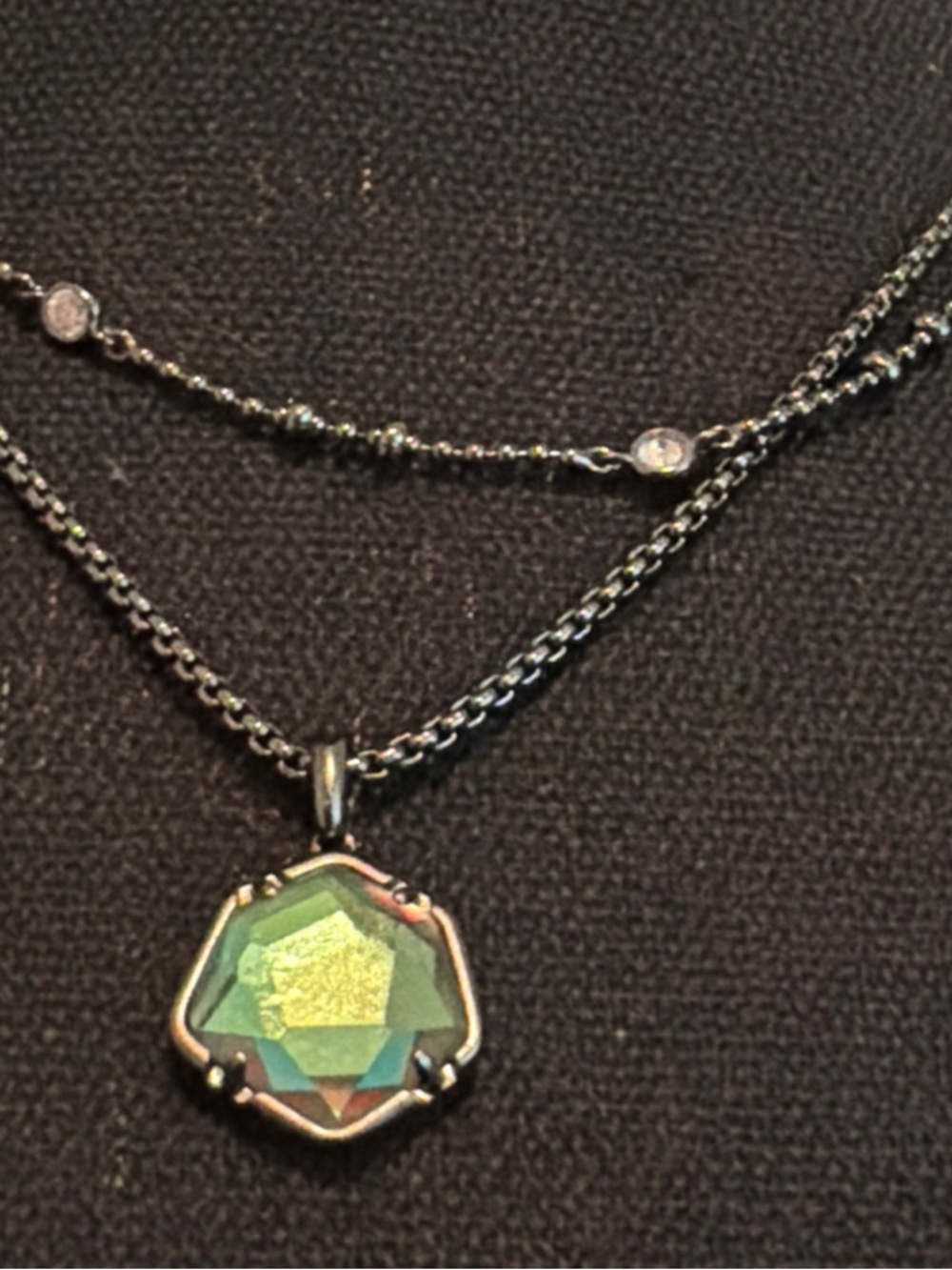 Kendra Scott Iridiscent Green Crystal Pendant Necklace - Women Jewelry